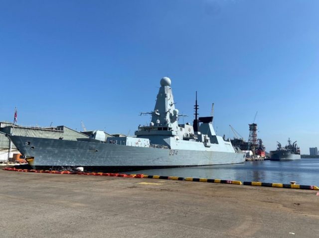 HMS Diamond in Singapore during HMS Queen Elizabeth maiden deployment