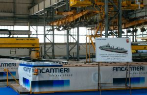 Fincantieri cuts steel for Italy’s 2nd Vulcano-class logistic support ship Italian Navy second LSS steel cutting