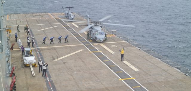 First helicopters land on Turkeys new helicopter carrier Anadolu TCG Anadolu helicopter trials