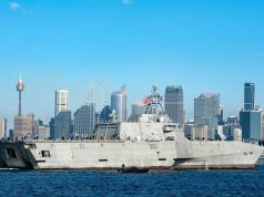 USS Canberra (LCS 30) arrives in Sydney prior to first-ever international commissioning