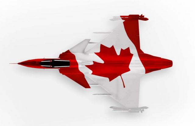 Gripen in Canadian flag livery