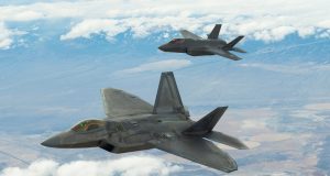 F-22 and F-35 in formation