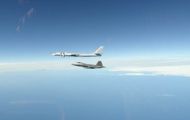 F-22 Raptor intercepting a Tu-95 bomber