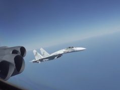 Russian Flanker intercept of B-52 bomber