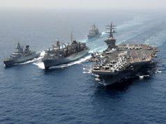 German and US ships replenishment at sea