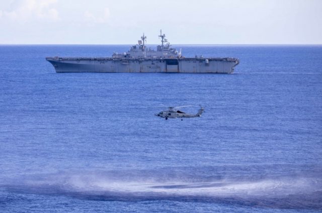USS Wasp taking part in exercise Black Widow 2020