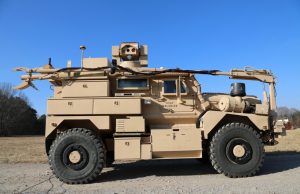 Cougar MRAP with Zeus III laser and robotic arm for UXO removal