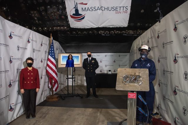Massachusetts (SSN 798) keel laying ceremony