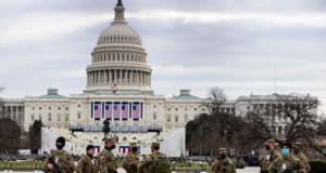 National Guardsmen securing presidential inauguration