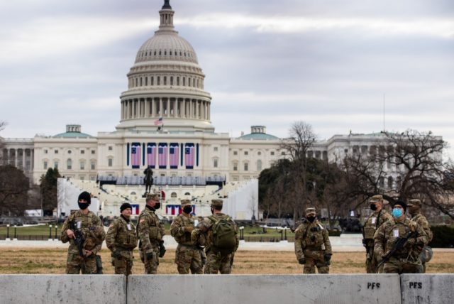 National Guardsmen securing presidential inauguration