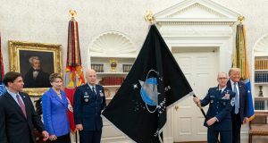 Space Force flag in the Oval Office