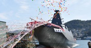 Japan's lead FFM Mogami-class frigate JS Mogami launch