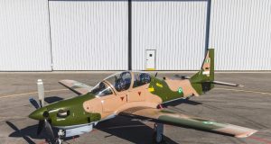 Nigerian Air Force Super Tucano in jungle paint scheme