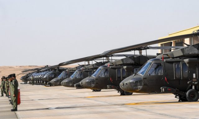 Saudi Black Hawk and AH-6 helicopters