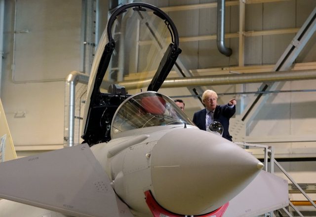 Boris Johnson with Typhoon fighter