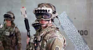US Army soldier with IVAS headset