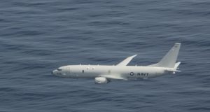 Poseidon P-8A flying low over the Mediterranean