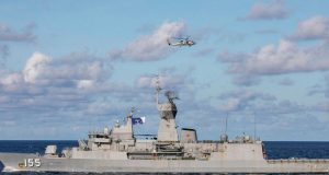 Australian frigate HMAS Ballarat helicopter operations