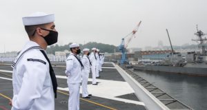 USS Ronald Reagan deploying from Yokosuka