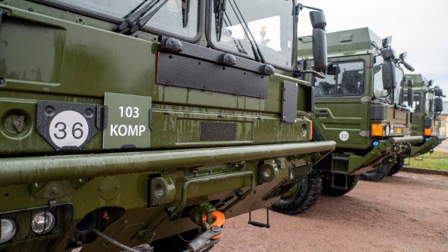 Swedish Patriot air defense system vehicles