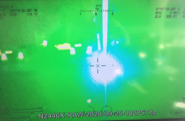 Laser pointed at an aircraft cockpit from the ground