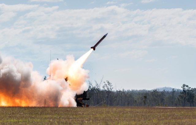 Patriot missile firing in Australia during Talisman Sabre
