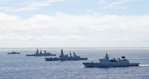 Royal Navy aircraft carrier HMS Queen Elizabeth (R08), the U.S. Navy command and control ship USS Mount Whitney (LCC 20) and the guided-missile destroyer USS The Sullivans (DDG 68), with the United Kingdom Carrier Strike Group, joined ships from NATO Standing Maritime Groups One and Two