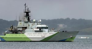 HMS Severn in vanishing paint scheme
