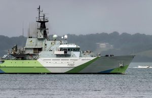 HMS Severn in vanishing paint scheme