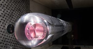 Laser weapon pod undergoing wind tunnel testing