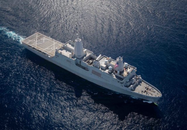 USS Arlington US Navy amphibious transport dock in Haiti