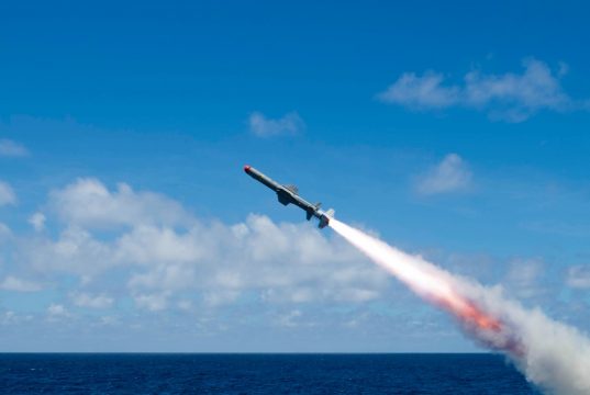 Harpoon missile launch
