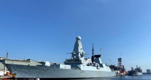 HMS Diamond in Singapore during HMS Queen Elizabeth maiden deployment