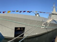 A.R.A. Storni OPV Argentine Navy built by French shipbuilder Naval Group delivery ceremony in France on October 13, 2021