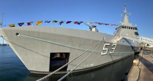 A.R.A. Storni OPV Argentine Navy built by French shipbuilder Naval Group delivery ceremony in France on October 13, 2021