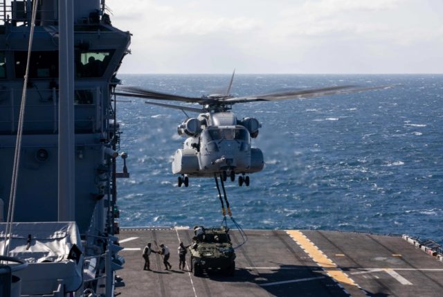CH-53K King Stallion transporting a 27,000 lbs. LAV-25
