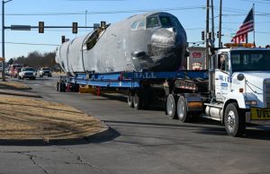 Stratofortress travelling by truck from Arizona to Oklahoma