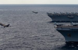 US Navy dual carrier operations with F-35C in South China Sea