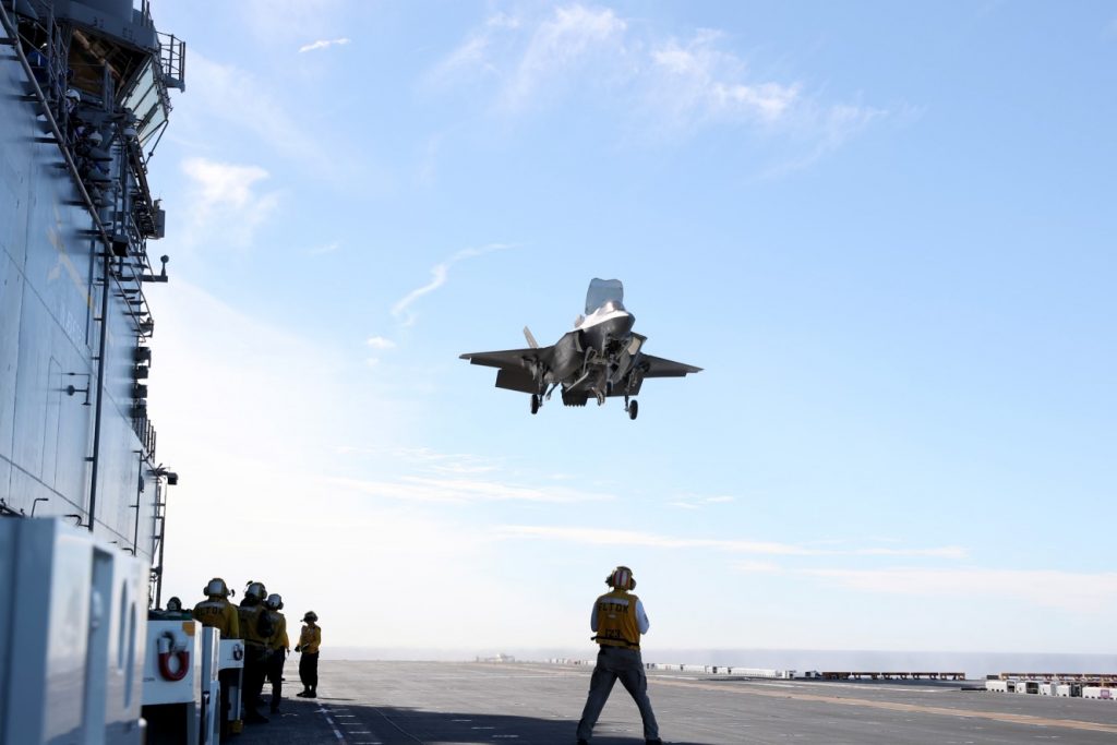 First F-35B landing on USS Tripoli in 2022
