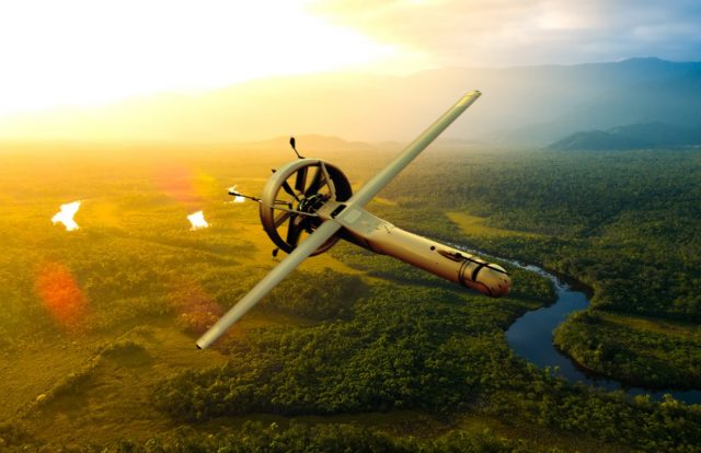 Graphic of V-BAT UAV over Amazon River, Brazil
