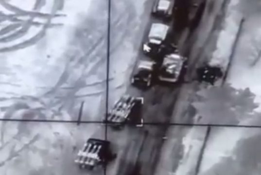 Bayraktar UAV destroys Russian military column