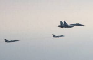 Two Russian SU 27s and two Russian SU 24s violated Swedish airspace east of Gotland.