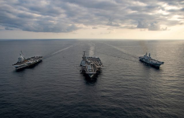 USS Harry S. Truman, FS Charles de Gaulle and ITS Cavour in Ionian Sea