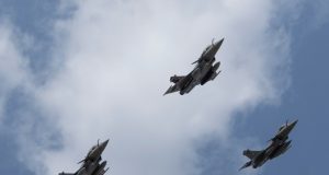 Rafales flying in formation