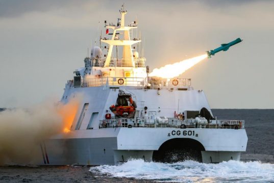Taiwan Coast Guard cutter Anping firing HF-2 missile