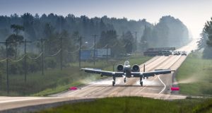 A-10 landing on highway