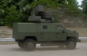 Sky Warden c-UAS weapon system on Enok vehicle