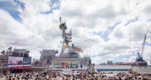 USS John Basilone christening ceremony on January 18, 2022