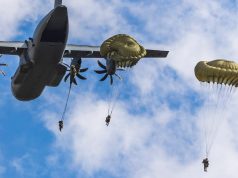UK paratroopers jump from A400M Atlas