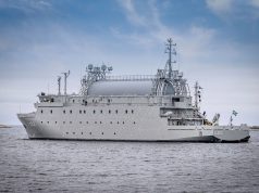 HMS Artemis SIGINT ship on sea trials